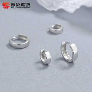 925纯银光面耳环女新款时尚极简风百搭潮耳圈冷淡风高级感耳饰品详情1