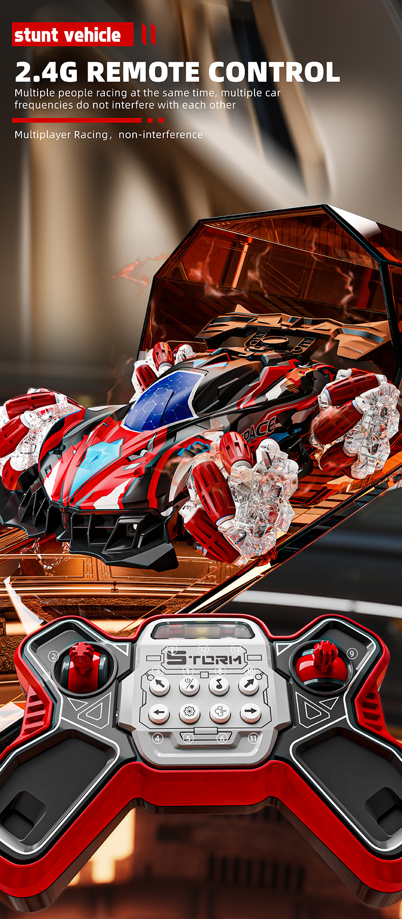 跨境手势感应遥控车喷雾漂移车四驱越野攀爬车灯光特技车儿童玩具详情3