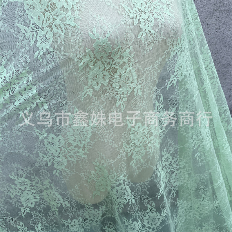 外贸爆款非洲黑人Chantillylace幅宽1.5m*3m厂家现货眼睫毛花详情33