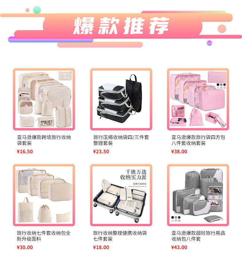 厂家直销旅游牛津布衣服收纳袋旅行套装内衣整理六件套收纳包详情1