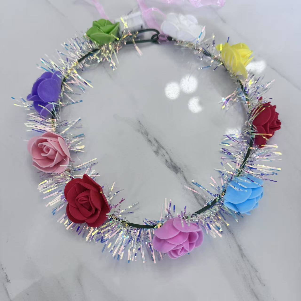 闪光金丝大花环花环发光玩具夜市玩具孙悟空帽气球闪光玩具详情6