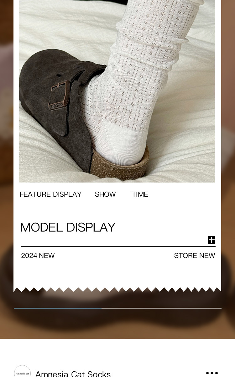 Pure cotton mid-calf socks for women, spring and summer, thin Japanese-style hollowed-out mesh, rolled edge, versatile, dui Dui socks, Zhuji Hosiery pic 17