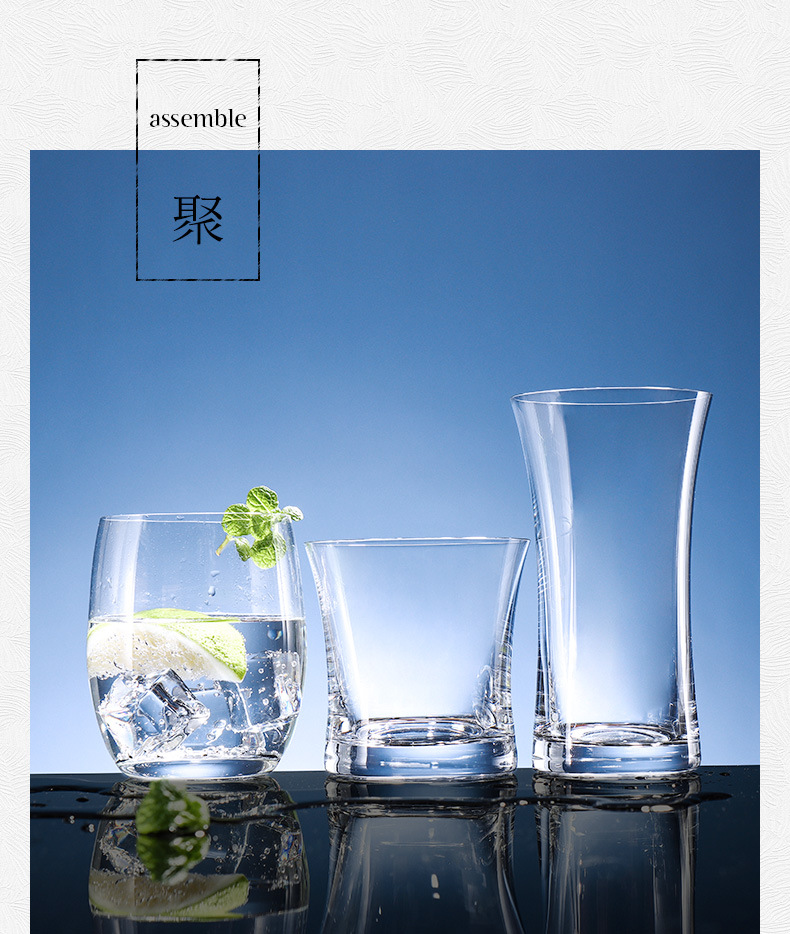 Lex lead-free crystal glass drinking water cup, heat-resistant and high-temperature resistant, household living room glass cup, household hotel pic 12