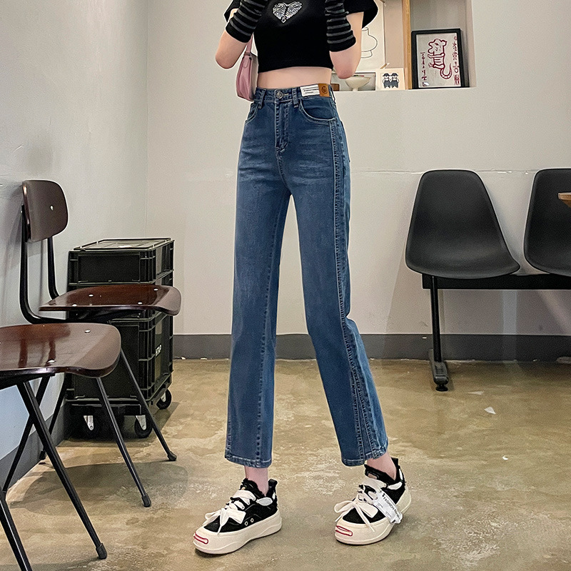 法棍直筒牛仔裤女八分新款小个子高腰九分烟管裤子春秋小个子加绒详情19