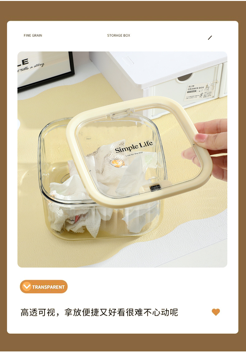 【加厚发饰收纳盒】桌面大容量带盖首饰盒皮筋头绳发夹萌粒整理盒详情9