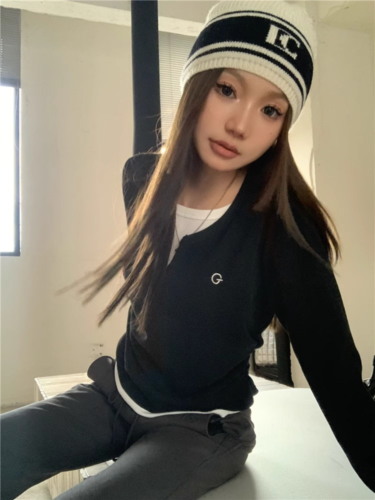 女士T恤假两件长袖T恤秋冬内搭修身显瘦打底上衣美式复古打底衫详情25