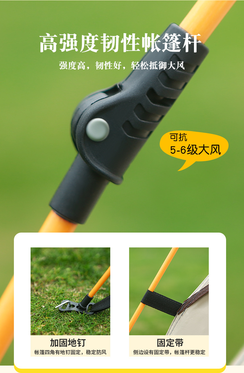 全自动便携式户外帐篷野营沙滩公园两门两窗速开运动山地露营用品厂家批发详情8