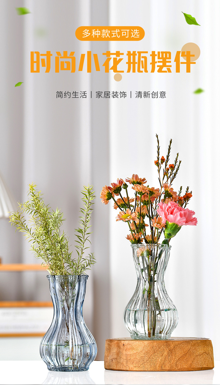 Nordic garlic-patterned glass vase with a transparent tabletop for living room decoration, ins style, high appearance level, dried fresh flower vase pic 1