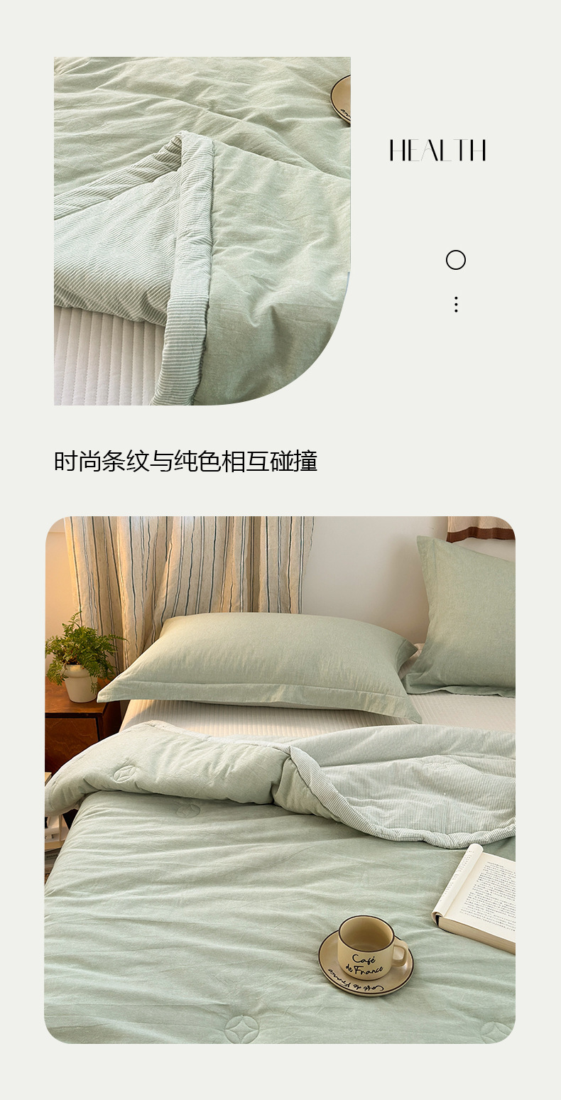A类全棉色织水洗棉空调被夏凉被夏天可机洗纯棉100棉花夏被薄被子详情11