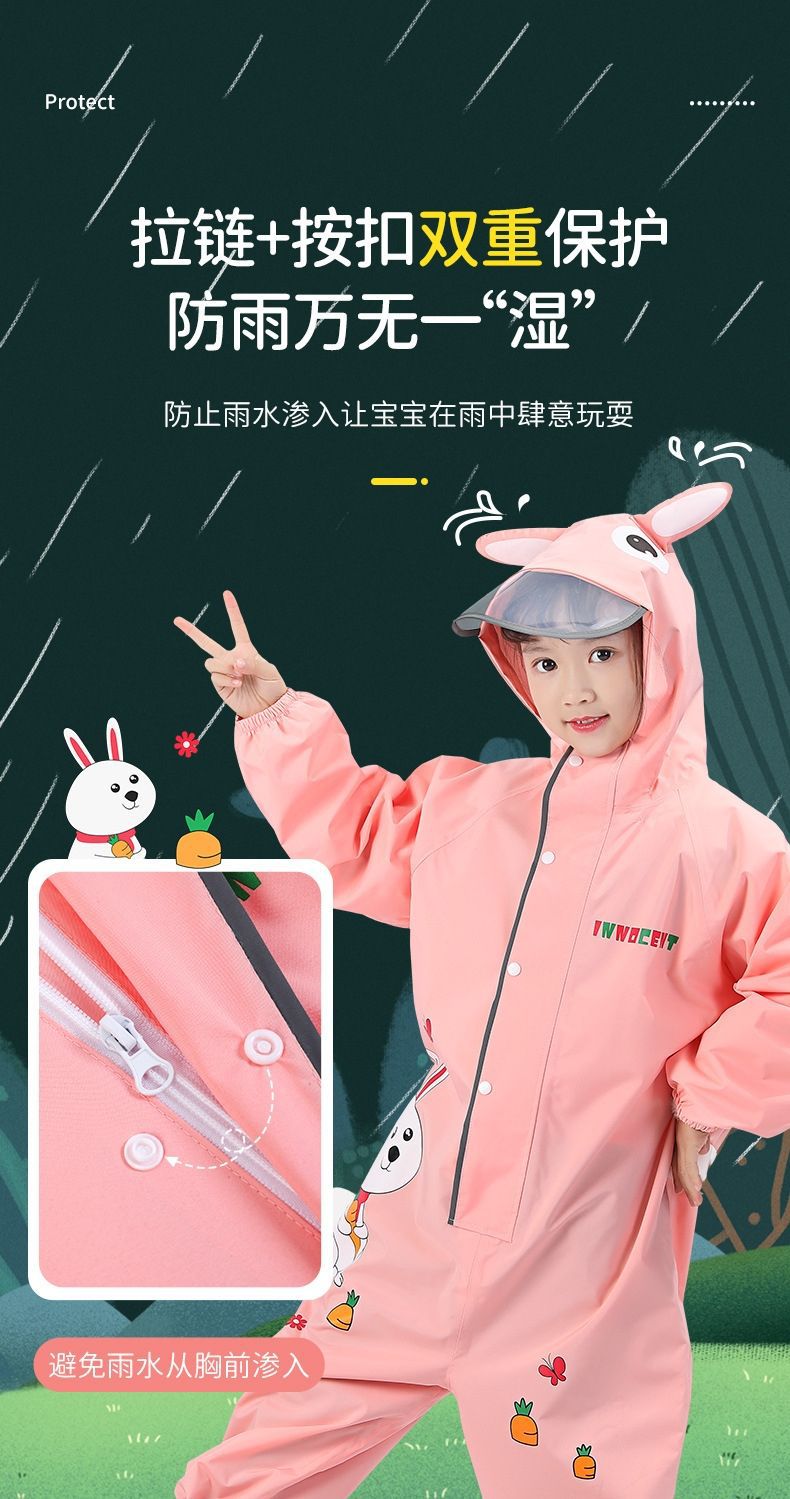 Niños una pieza impermeable niños niñas kindergarten bebé impermeable impermeable poncho estudiante impermeable impermeable pantalones de lluvia traje pic 10