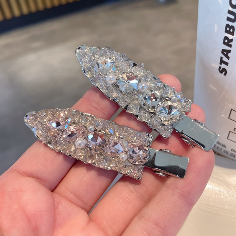 Exquisite crystal seamless clips, duckbill clips, high-end forest-style charm, side clips, bangs clips, broken hair clips, hairpins and hair accessories pic 4