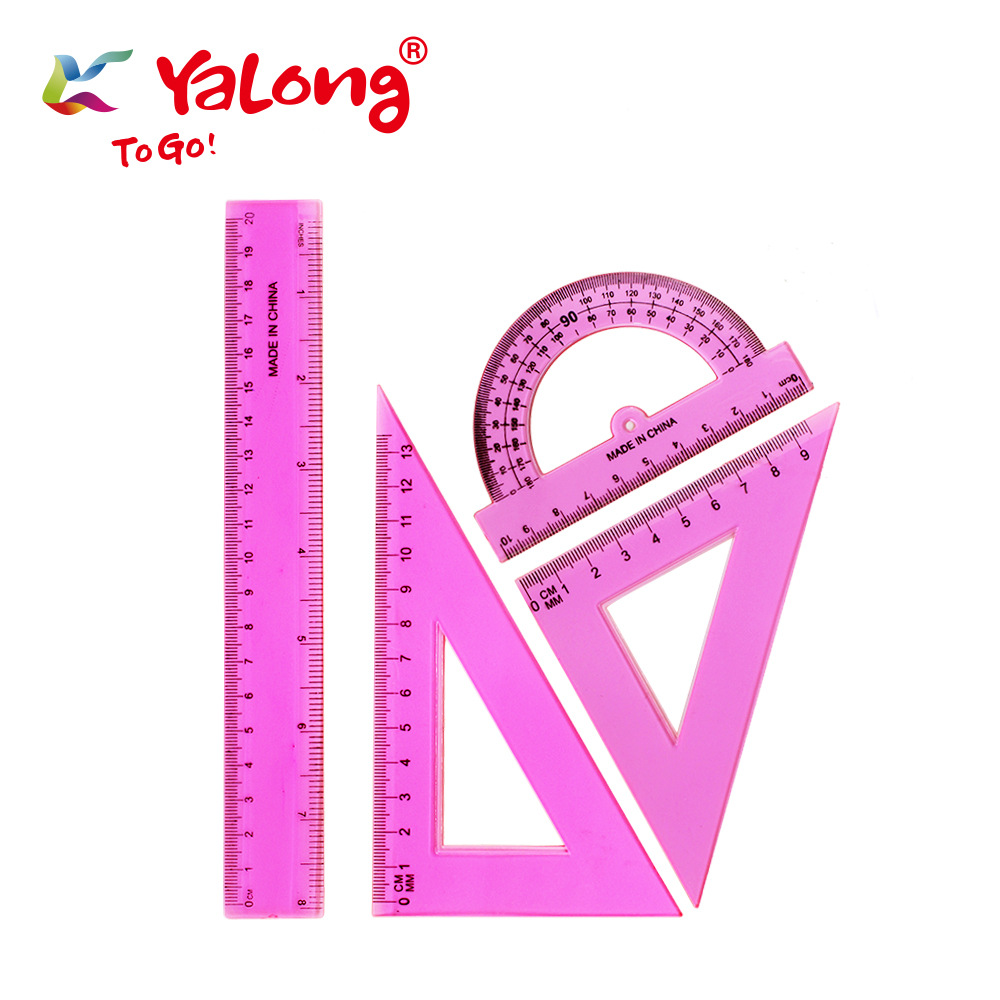 Yalong88135 4 pcs Geometry Set, Computer Resin Ruler, Math Tool Set, School Stationery Set pic 1
