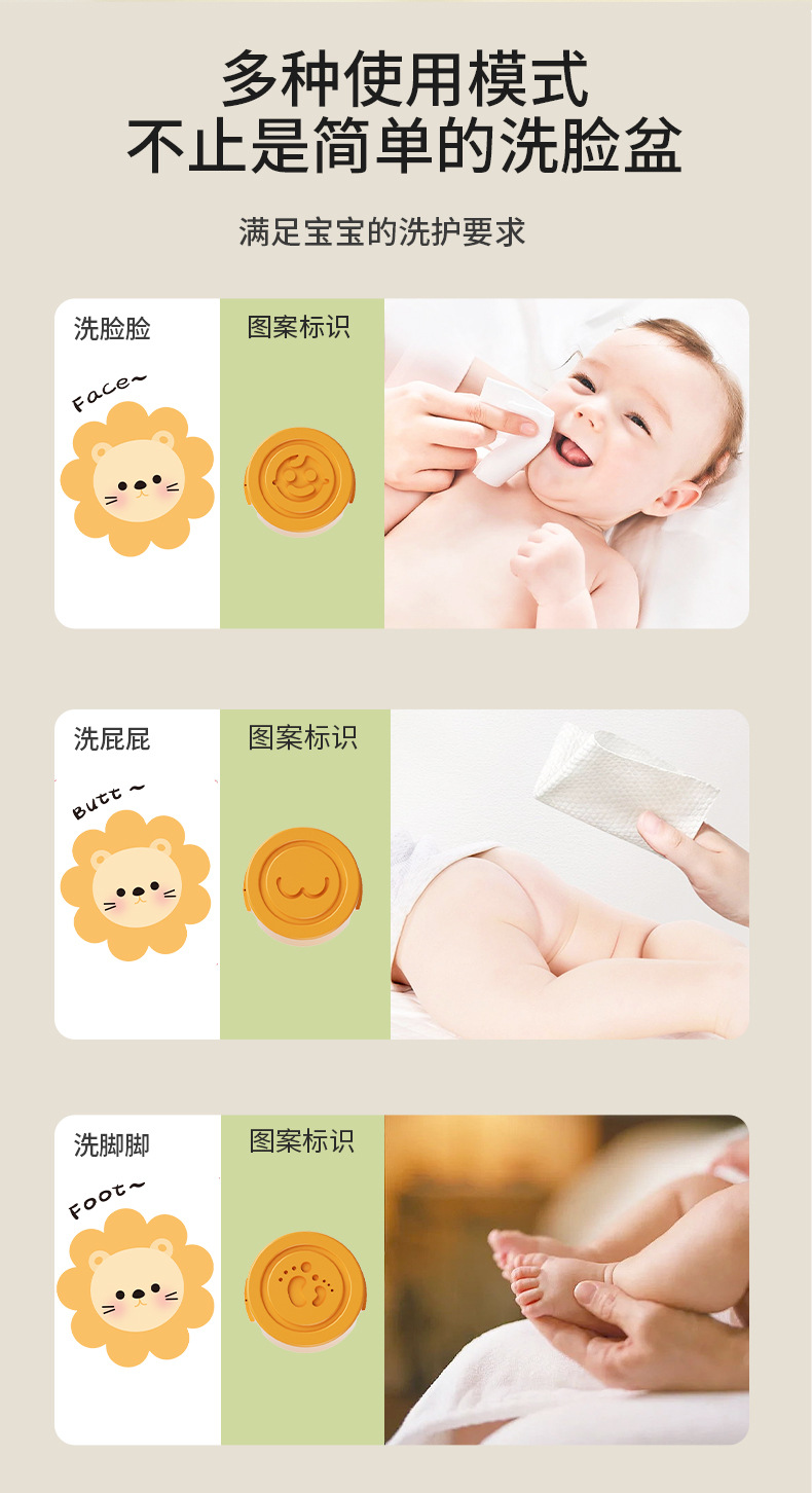 折叠盆小狮子洗脸盆塑料卡通洗脸洗屁屁洗脚折叠盆儿童脸盆详情2