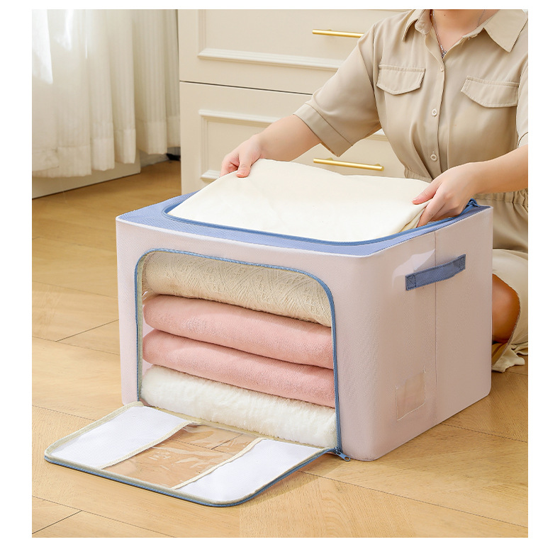 纯色钢架收纳箱衣物折叠整理箱柜子搬家换季百纳箱玩具透明收纳盒详情34