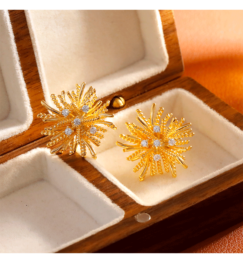 Hyacinth925 silver needle unique design, fashionable and exquisite dandelion stud earrings, fashionable and versatile for commuting, high-end earrings and earrings pic 7