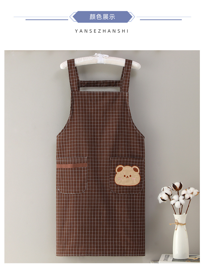 韩版家用围裙厨房透气印字logo男女通用餐饮耐磨围腰防脏卡通餐厅详情7
