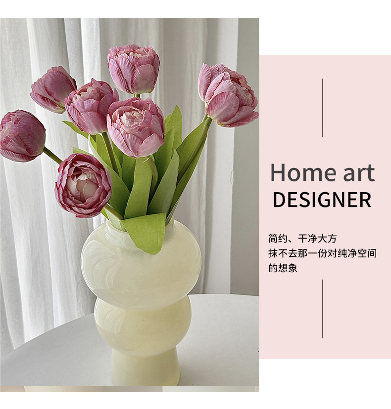 9头焦边郁金香仿真花郁金香手捧花束家居婚庆装饰花客厅餐厅摆件详情8