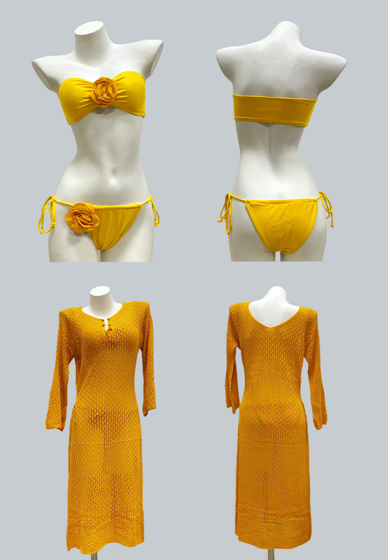 New Thai swimsuit, smock, long dress, sexy bikini, three-piece set, high-end vacation swimsuit for women 125092 pic 4