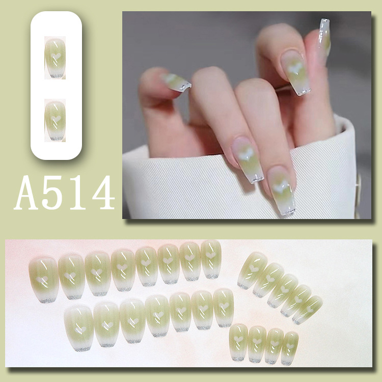 Wearable nail art pieces, artificial nail products, detachable, simple lemon ice transparent, popular online style Douyin nail art hair replacement pic 53