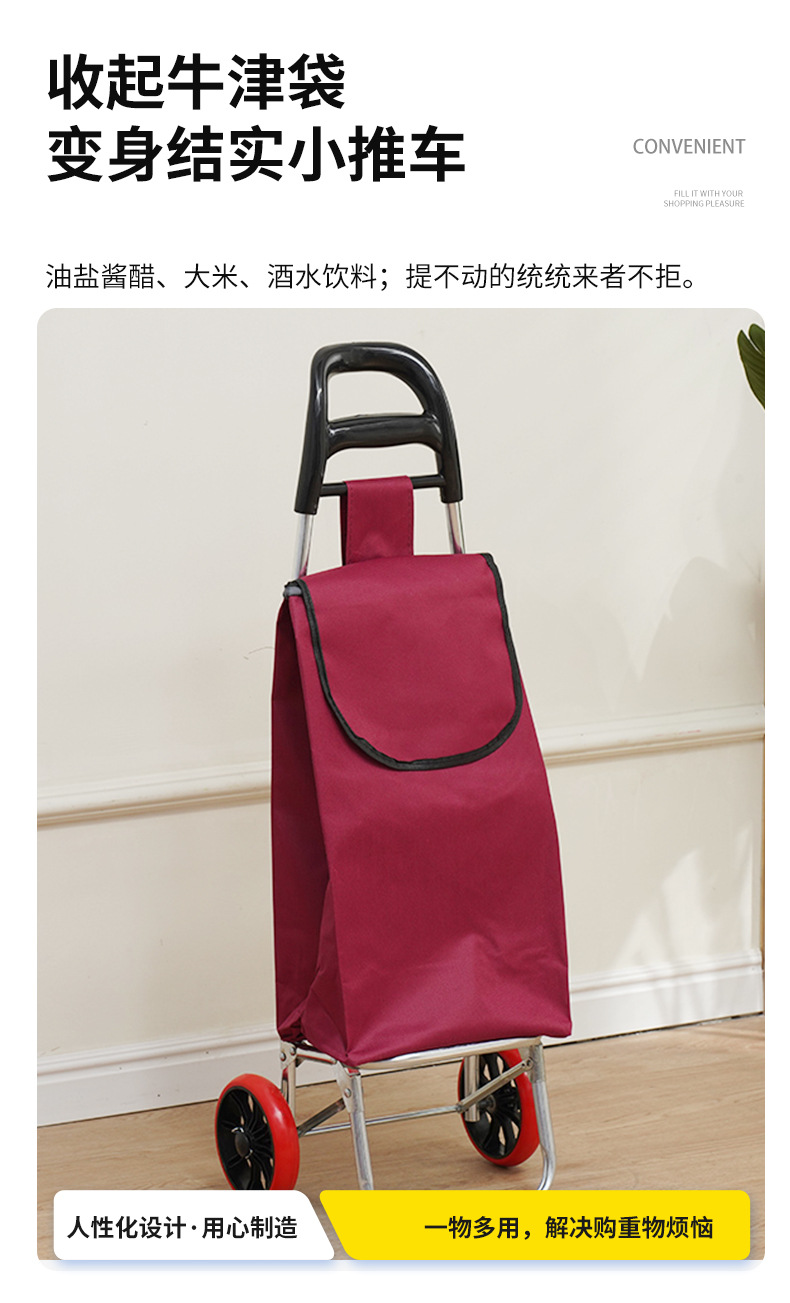 The grocery shopping trolley can climb stairs. The portable shopping cart can be printed with a logo. It is a hand-pushed trolley for the elderly to buy groceries pic 14