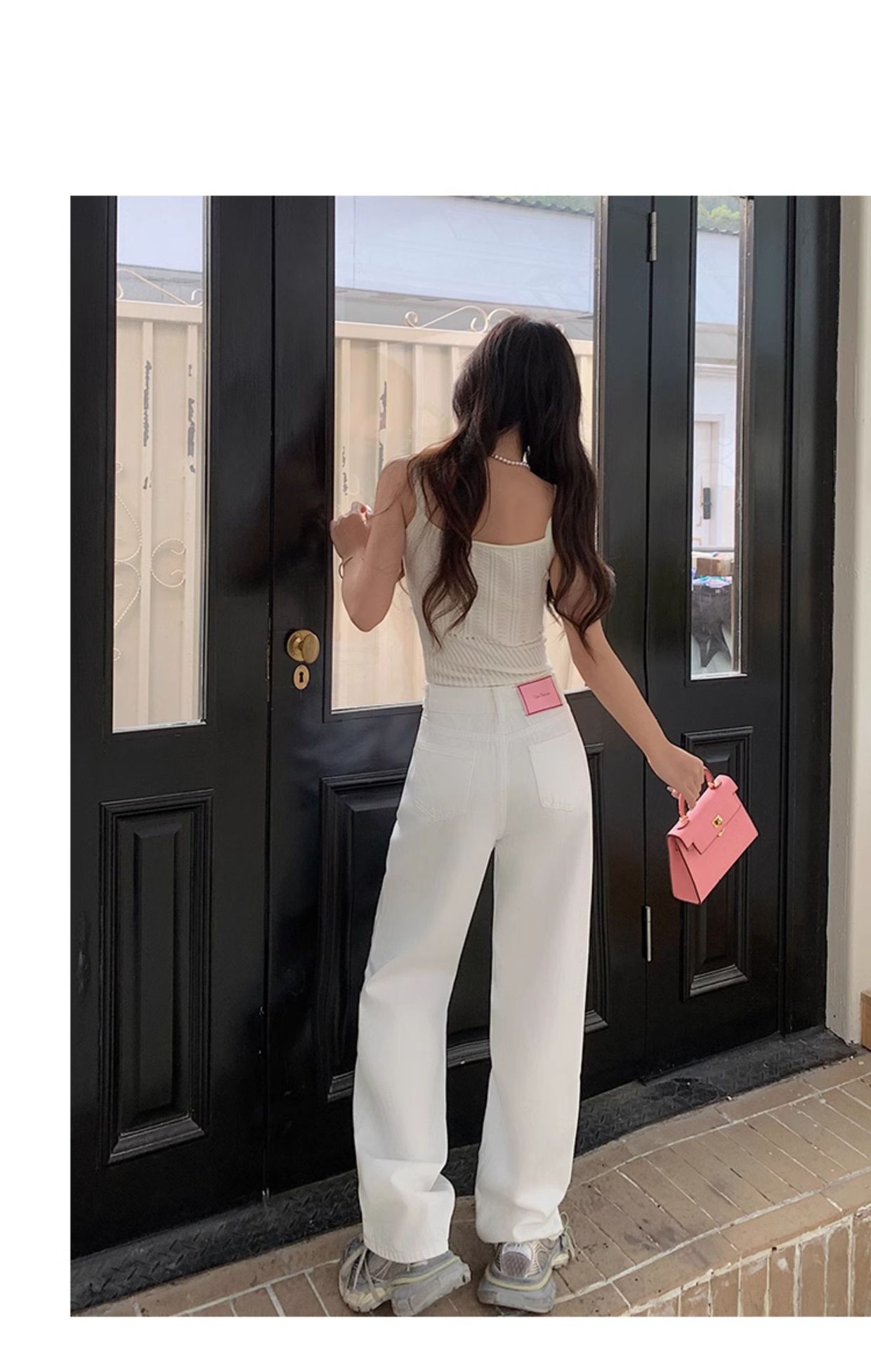 韩版设计感直筒牛仔裤女春秋季新款高腰显瘦显高宽松直筒牛仔裤子详情9