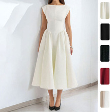 2026春季新款跨境欧美女装气质优雅法式复古收腰修身吊带连衣裙详情17