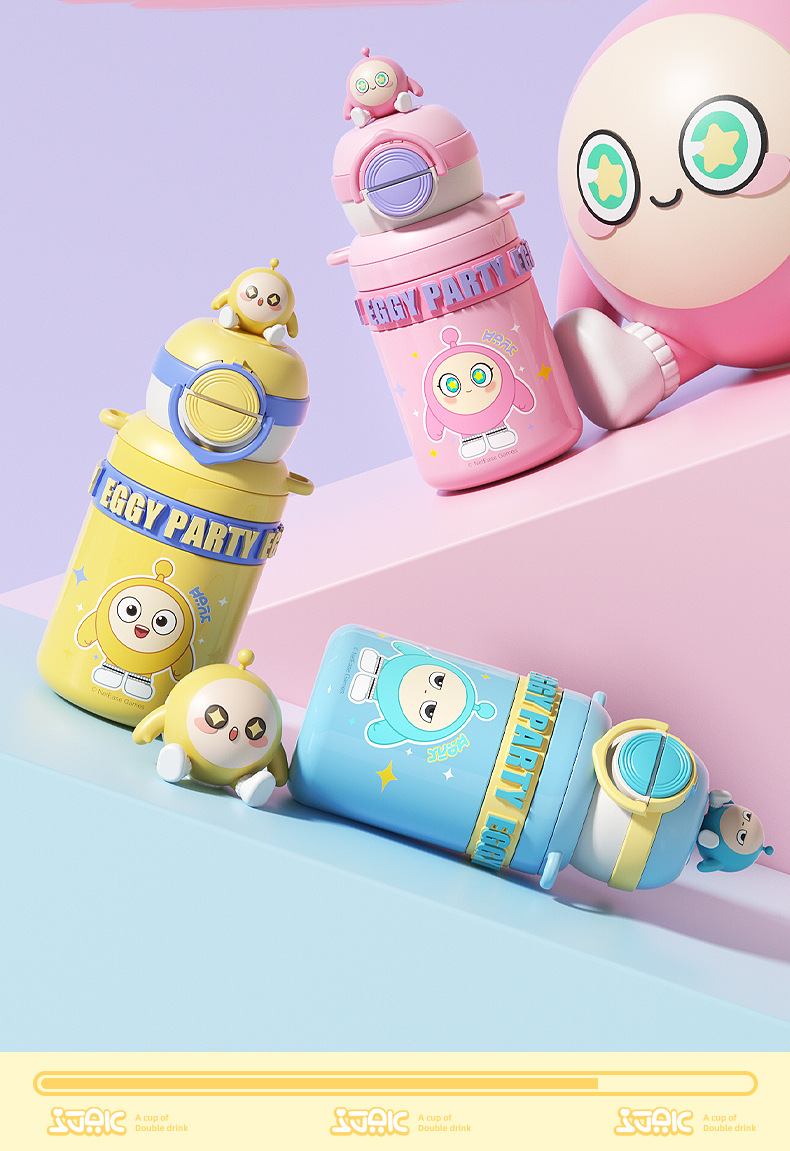 蛋仔派对儿童保温杯三丽鸥便携大容量双饮水杯男女小学生上学水壶详情15