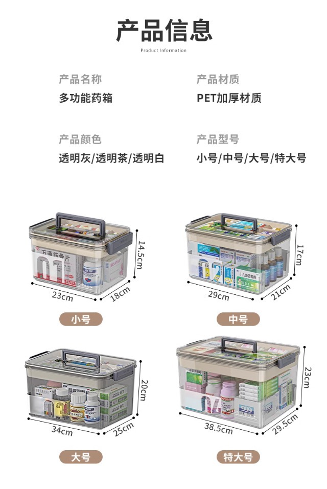 多层药箱家庭装药品收纳盒医药箱家用透明大容量收纳箱大号药物盒详情21