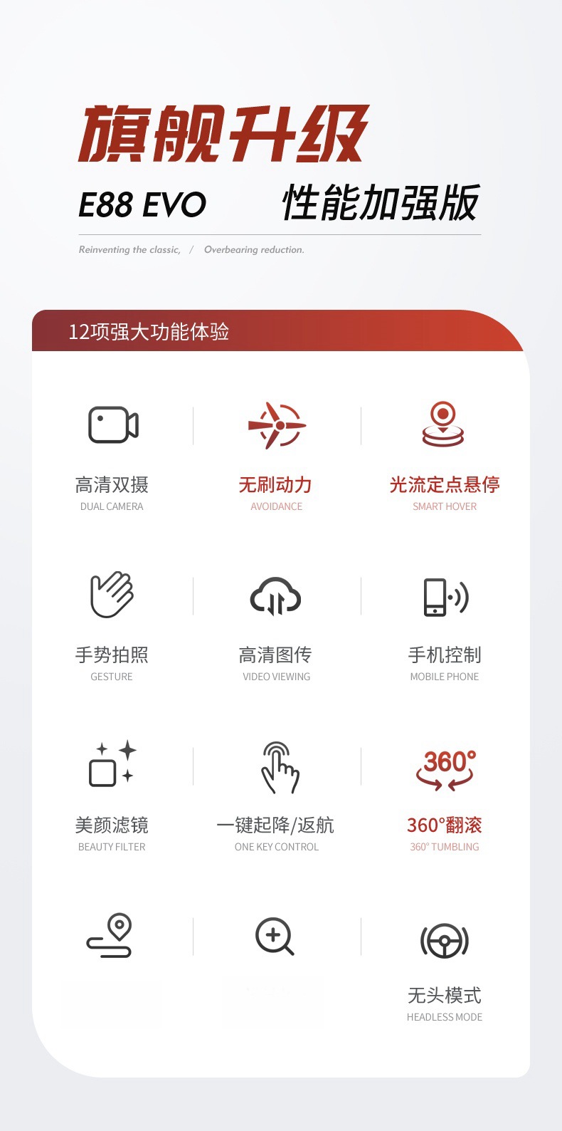 Cross-border E88 unmanned aerial vehicle, brushless motor, GPS, high-definition aerial photography, folding fuselage, optical flow, fixed height, obstacle avoidance, remote control aircraft pic 7