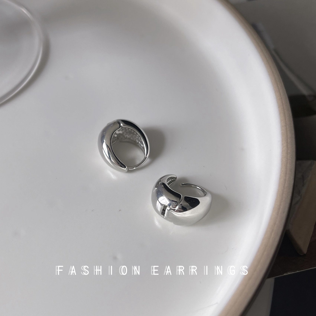 High-end feel ~ French simple smooth electroplated 14K ear buckles, daily metal feel earrings, factory earrings wholesale new style pic 5