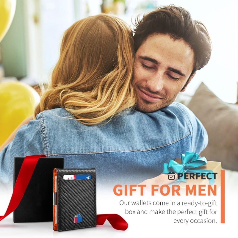 现货欧美碳纤维男士卡包简约皮夹钱包男翻盖二折超薄男士钱包跨境详情10