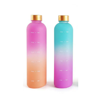 Rose gold stainless steel cap small-mouthed bottle for export, spray-painted water cup, gradient water cup, 1L space cup with LOGO printing pic 2