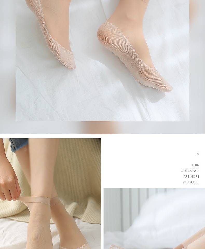 女士黑丝短袜子春夏防勾丝耐磨超薄棉底中筒肉色ins潮水晶袜批发详情16