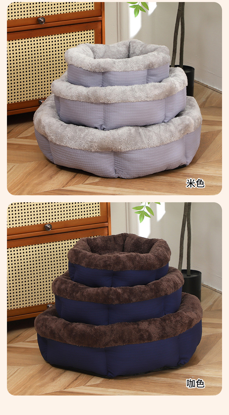 Cross-border all-season universal pet pads, thickened plush round dog beds, winter warmth plush dog beds and dog beds wholesale pic 7