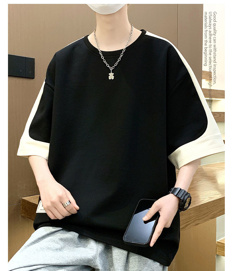 A large-sized short-sleeved T-shirt for men, a new summer 2024 half-sleeved base layer, is a trendy outfit for men on Instagram pic 27