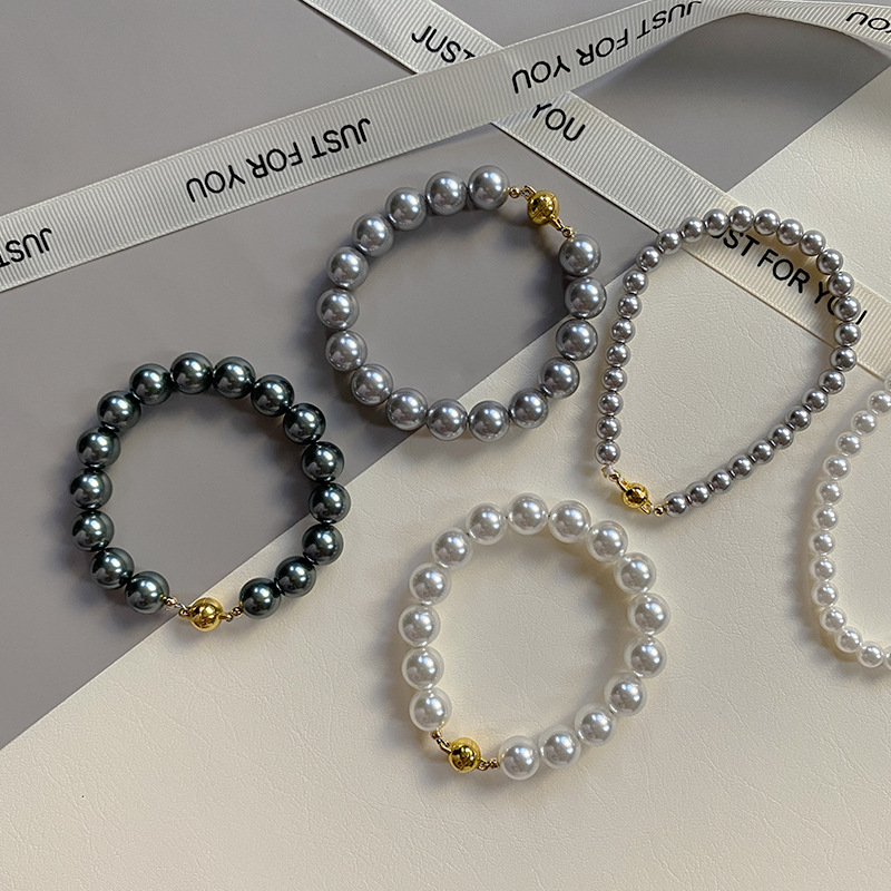 This is a trendy accessory for women, featuring a strong Australian white round magnetic pearl bracelet. It exudes a light luxury, niche and high-end vibe pic 24