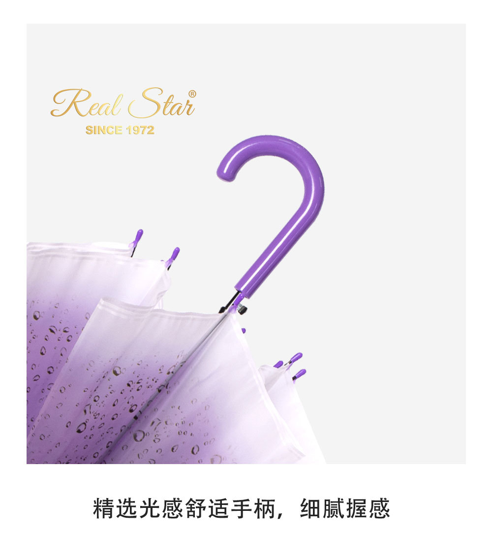新款透明磨砂雨伞雨点图案外贸款自动开长柄塑料伞现货详情18