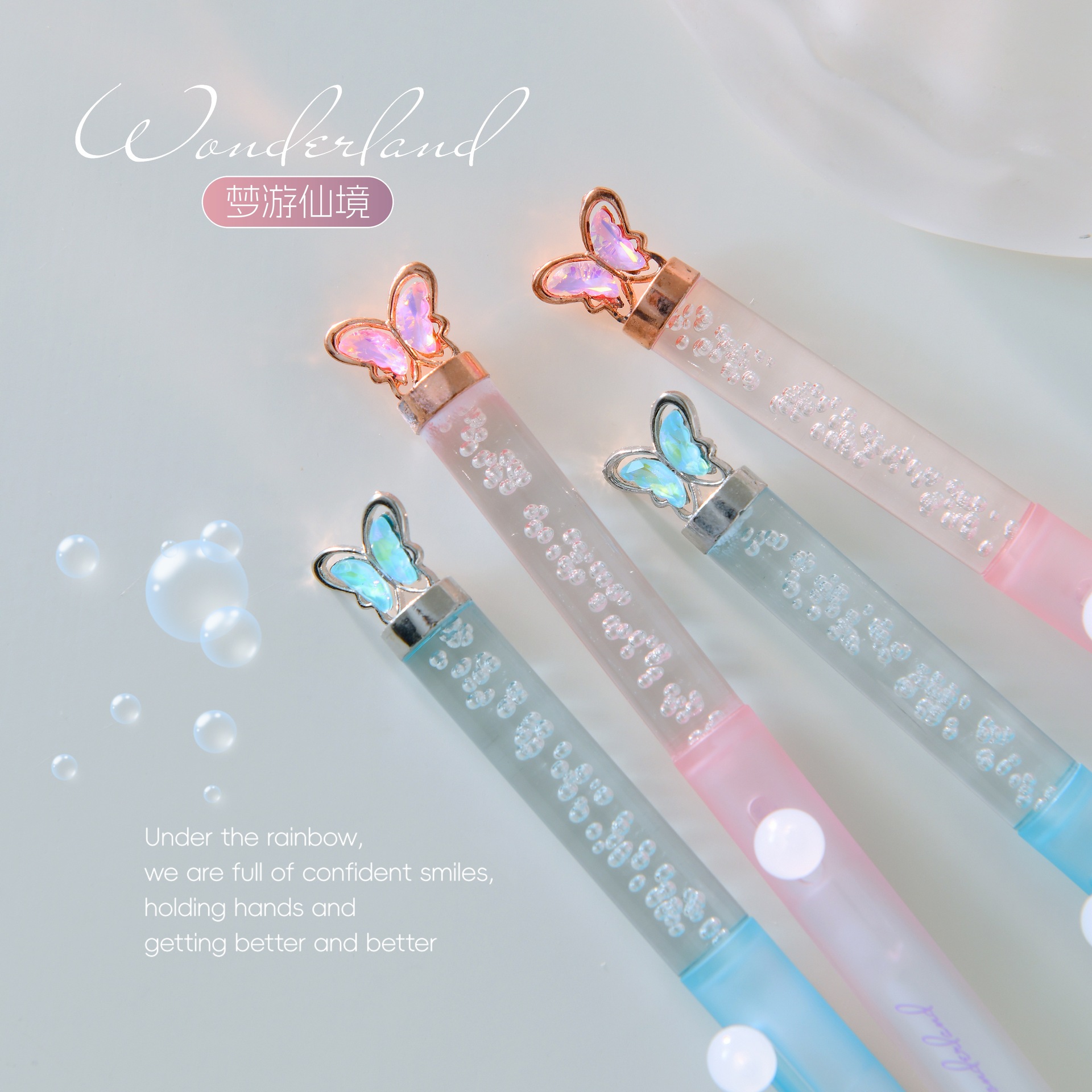 Dreamy butterfly-shaped transparent water drop pen, flower pen, beaded pen, beautiful advertising pen, DIY beaded pen pic 14