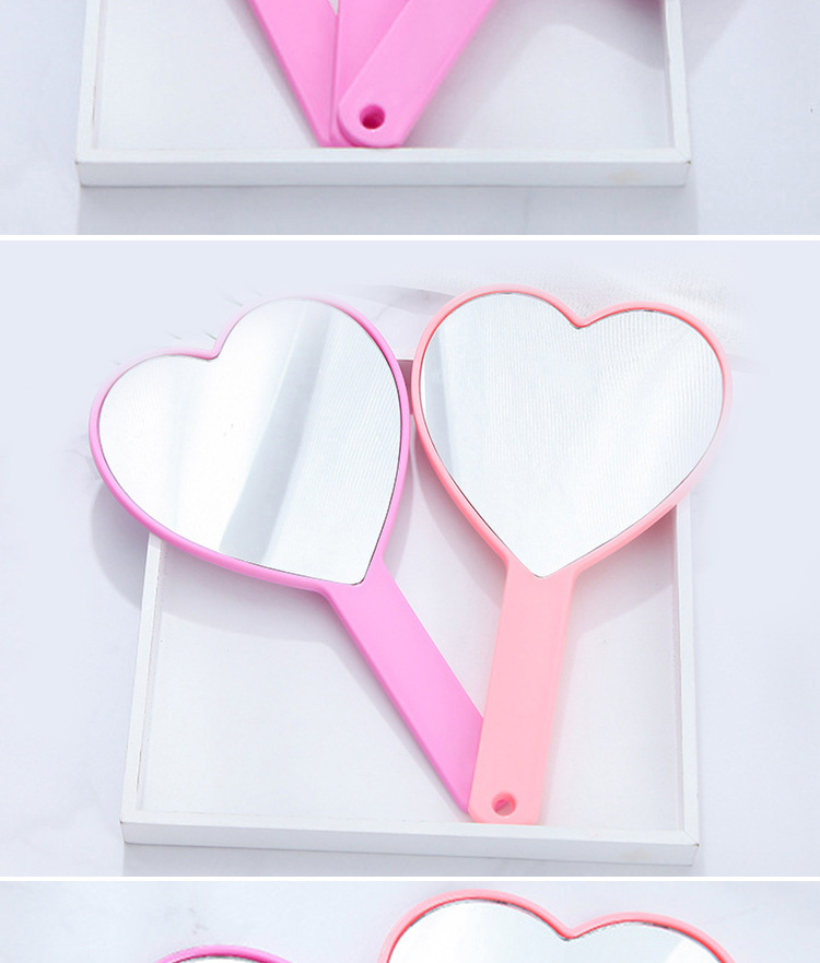 厂家直供少女心形镜子小清新创意手柄镜礼品化妆镜现货小百货批发详情9