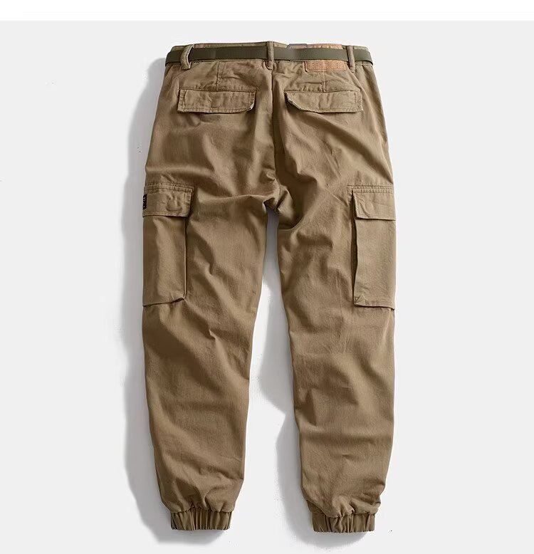 阿美咔叽阔腿束脚工装裤男美式复古重磅水洗大口袋休闲裤春秋详情4