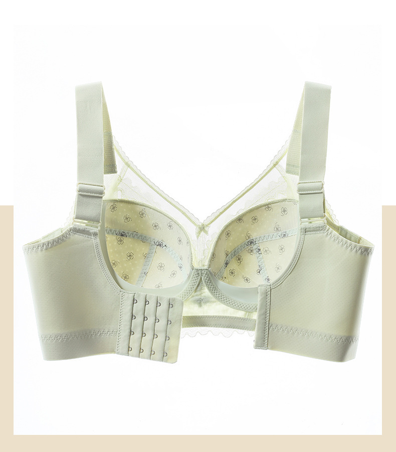 Non-magnetic lace latex plus-size lingerie, thin 0.2CM, large bust, small look, gathering adjustable bra, no underwire for women pic 23