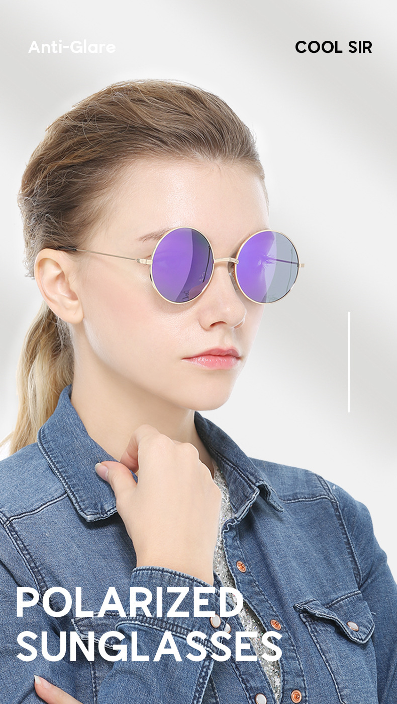 亚马逊男女同款偏光太阳镜复古太子镜速卖通8020圆框驾驶墨镜详情2