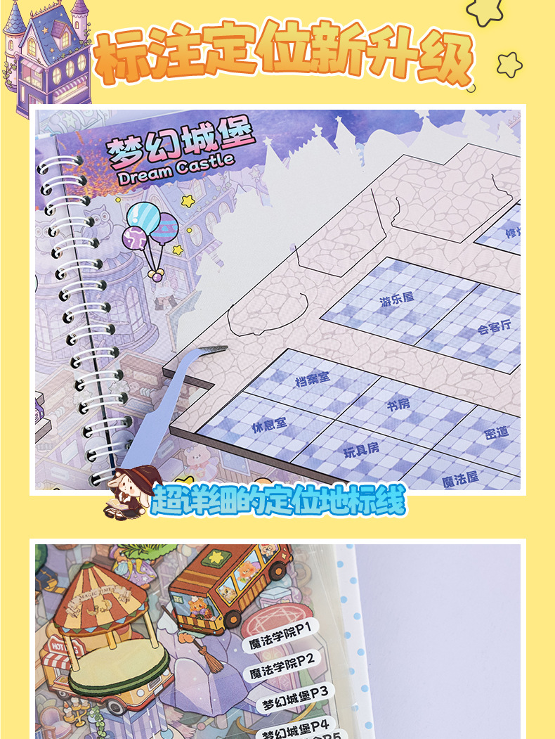 Square Island grid space landscape stickers, coil scene stickers, multi-element diy stress-relieving and casual stickers in stock for wholesale pic 8