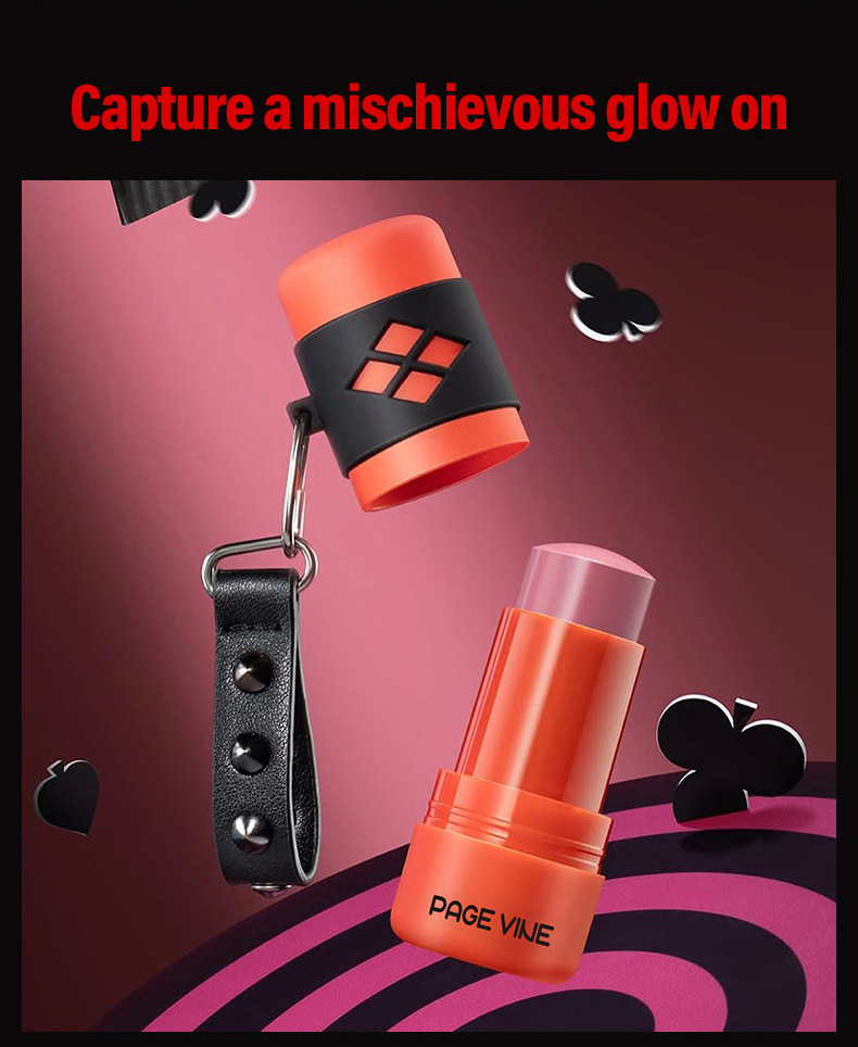 跨境彩妆PAGEVINE唇颊两用腮红口红棒显色持妆变色胭脂外贸批发详情5