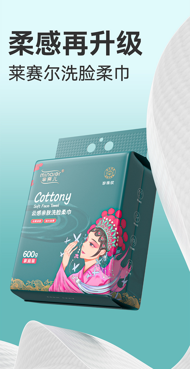 芈奈儿纯棉全棉洗脸巾批发厚款抽式一次性悬挂式抽取式家用洁面巾详情5