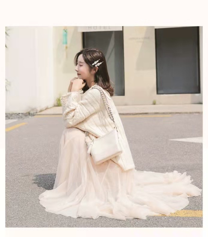 Spring/Autumn 2026 new solid-color slimming mid-length tulle skirt for women pic 7