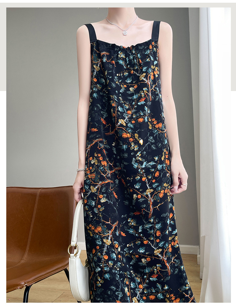 2025夏季新款一字领吊带连衣裙女法式大码遮肉长裙气质女装夏裙子详情22