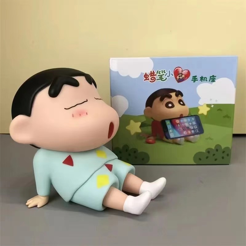 Crayon Shin-chan cute anime lazy person cartoon stand, phone stand, figurine, trendy toy tablet, desktop decoration pic 7