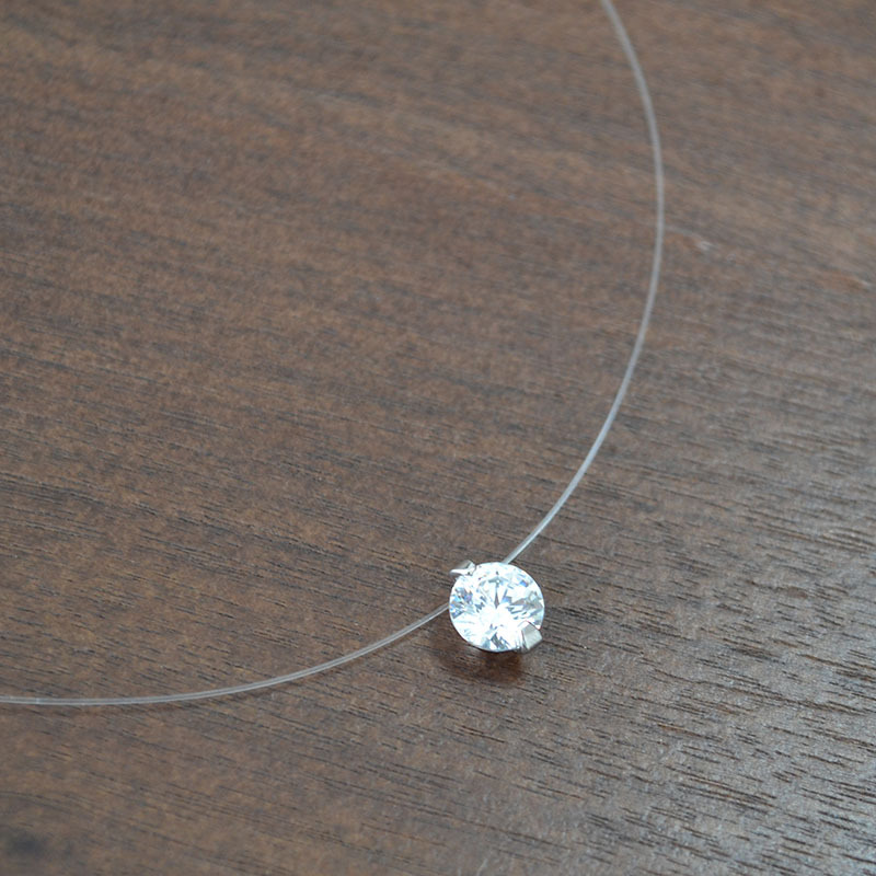 日韩小众设计人鱼的眼泪5A级爆闪锆石隐形鱼线轻奢简约项链锁骨链详情13