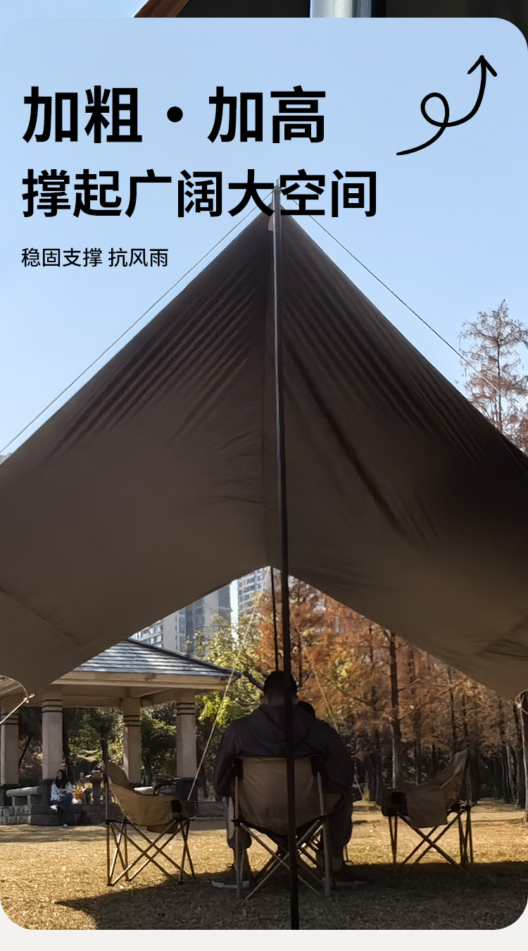 Portable butterfly-shaped hexagonal camping equipment and gear, including a canopy tent, a thick black rubber sun protection and sunshade canopy pic 15